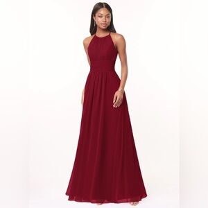 AZAZIE BONNIE
Burgundy A-Line Keyhole Ruched Chiffon Dress